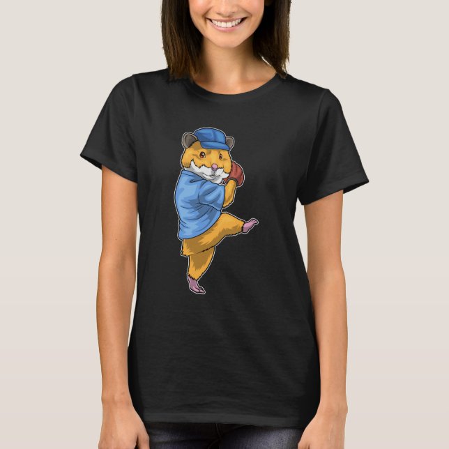 Hamster Baseball Baseball-handske T Shirt (Framsida)