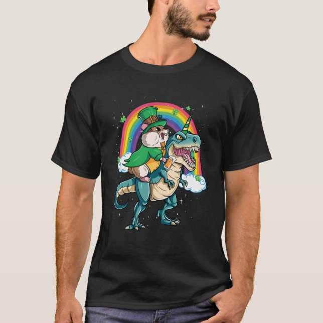 Hamster Beer Dino Rex Horn Rainbow T Shirt (Framsida)