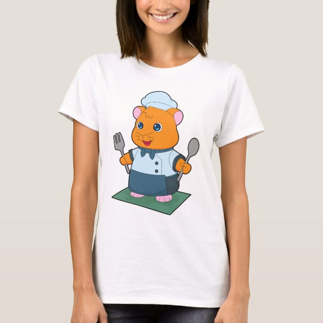 Hamster Bestick Kök T Shirt (Framsida)