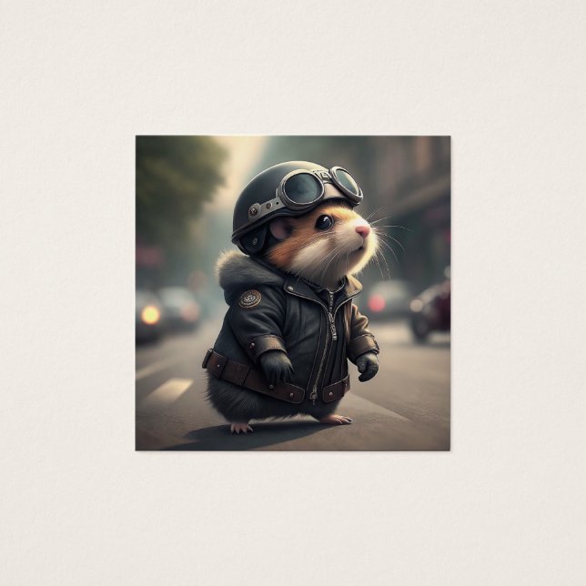 Hamster Biker Fyrkantigt Visitkort (Framsida)