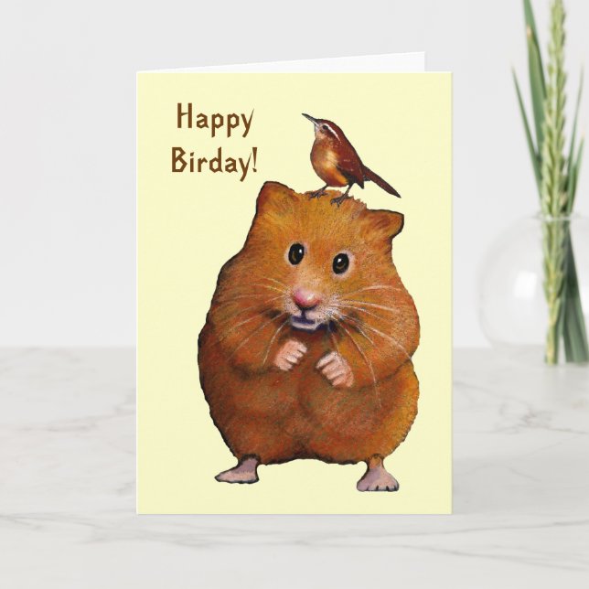 Hamster & Bird: Lycklig-fågeldagen, födelsedagen Kort (Framsida)