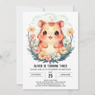 Hamster Birthday Festive Magic Inbjudningar