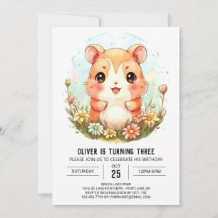 Hamster Birthday i Boho Stil Inbjudningar