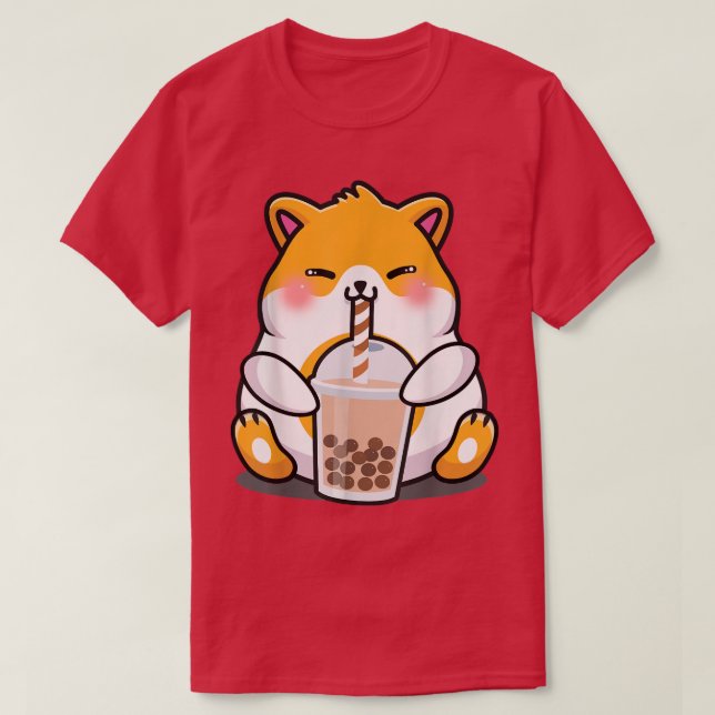 Hamster Boba Tea Funny Rodent Drinking Bubble Tea T Shirt (Design framsida)