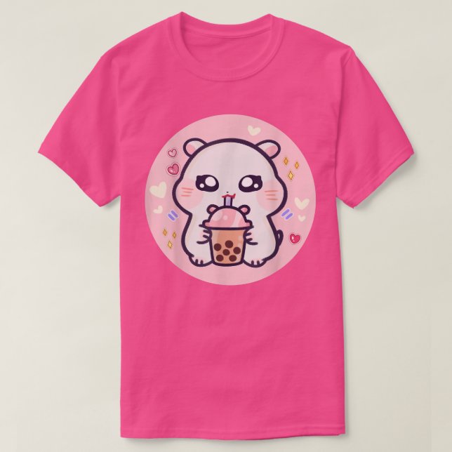 Hamster Boba Thai Mjölk Tea Bubble Tea Anime Kawai T Shirt (Design framsida)