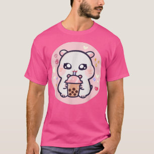Hamster Boba Thai Mjölk Tea Bubble Tea Anime Kawai T Shirt