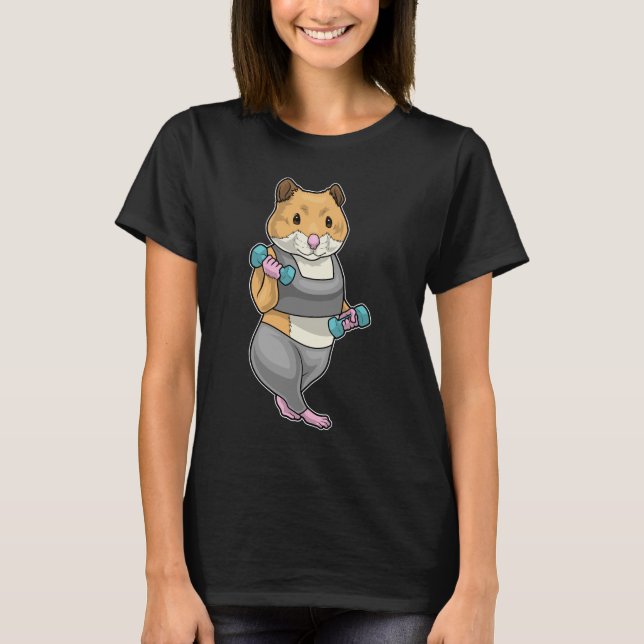 Hamster Bodybuilding der Dumbbell Fitness T Shirt (Framsida)