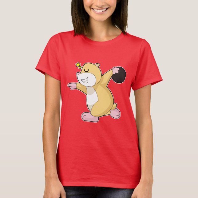Hamster Bowling Bowling ball T Shirt (Framsida)