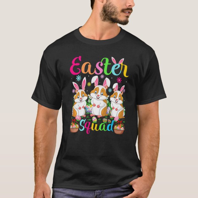 Hamster Bunny Ear Funny Påsk Squad Hamster Lycklig T Shirt (Framsida)