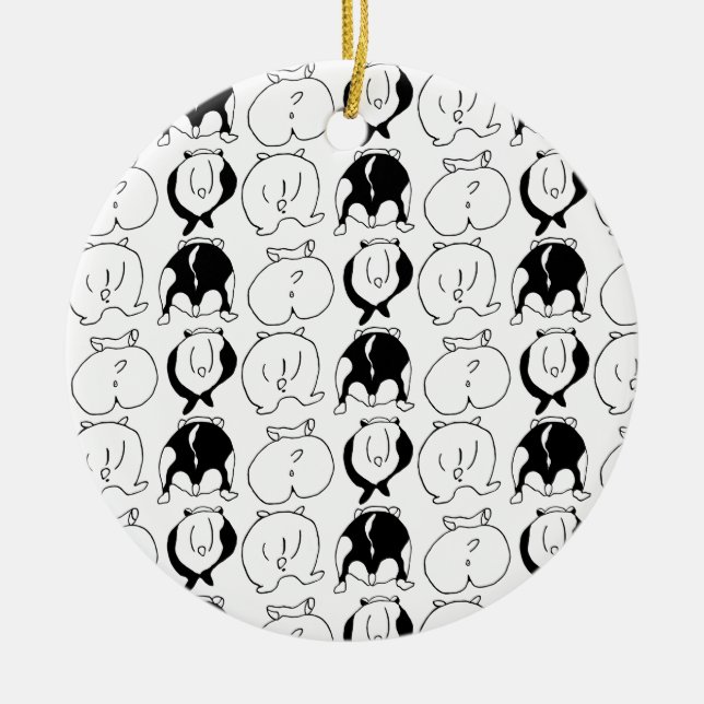 Hamster Butts Mönster Julgransprydnad Keramik (Framsidan)
