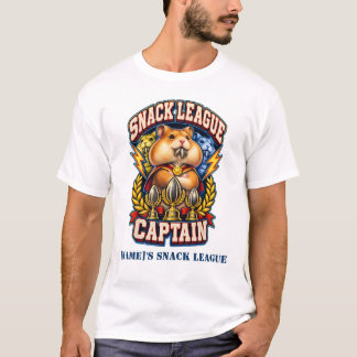 Hamster Captain Snack League-märke T Shirt