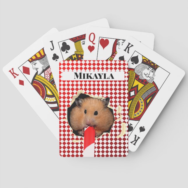 Hamster Chews Hål på uppspelningskort Casinokort (Baksidan)