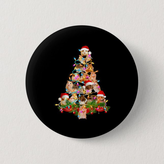 Hamster Christmas Tree Led Funny Hamster Snow Chir Knapp (Framsida)