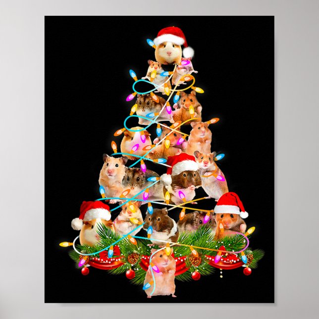 Hamster Christmas Tree Led Funny Hamster Snow Chir Poster (Framsidan)