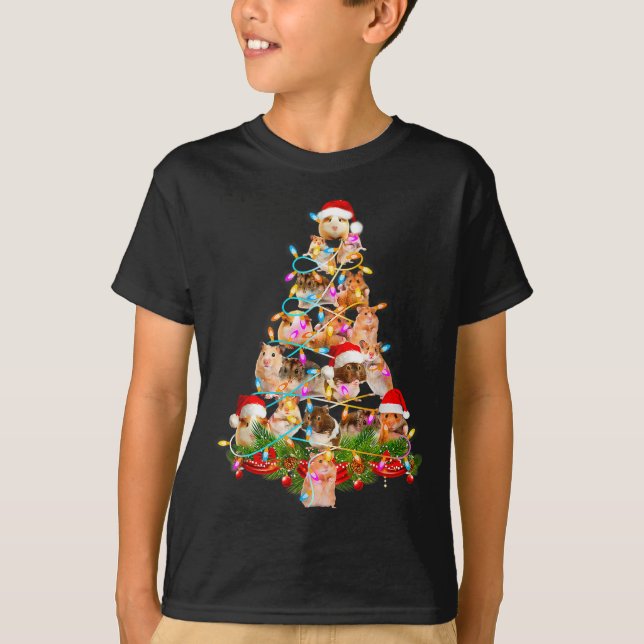 Hamster Christmas Tree Led Funny Hamster Snow Chir T Shirt (Framsida)