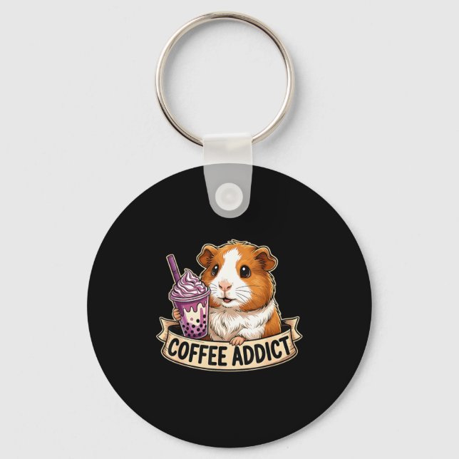 Hamster Coffee Addict Cute Rodent Boba Tea Gift  Nyckelring (Framsida)