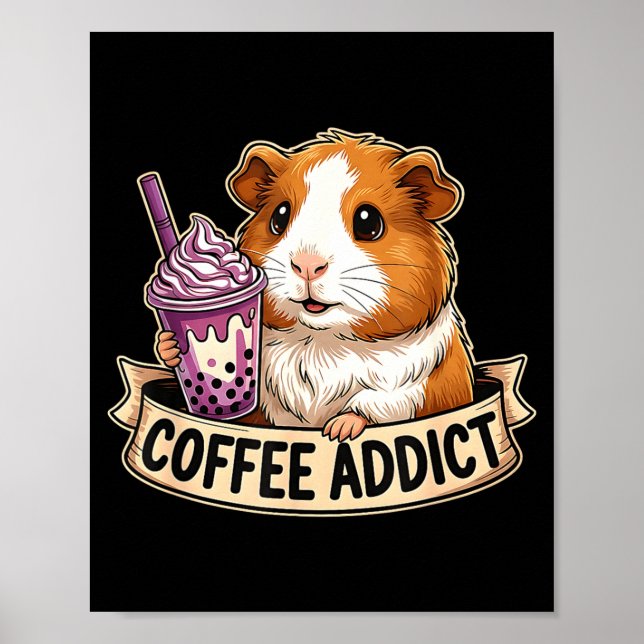 Hamster Coffee Addict Cute Rodent Boba Tea Gift  Poster (Framsidan)