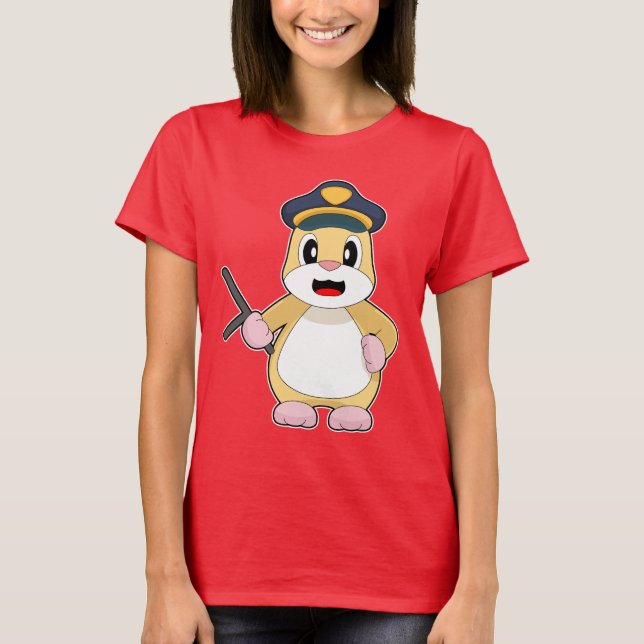 Hamster Cop Baton Police T Shirt (Framsida)