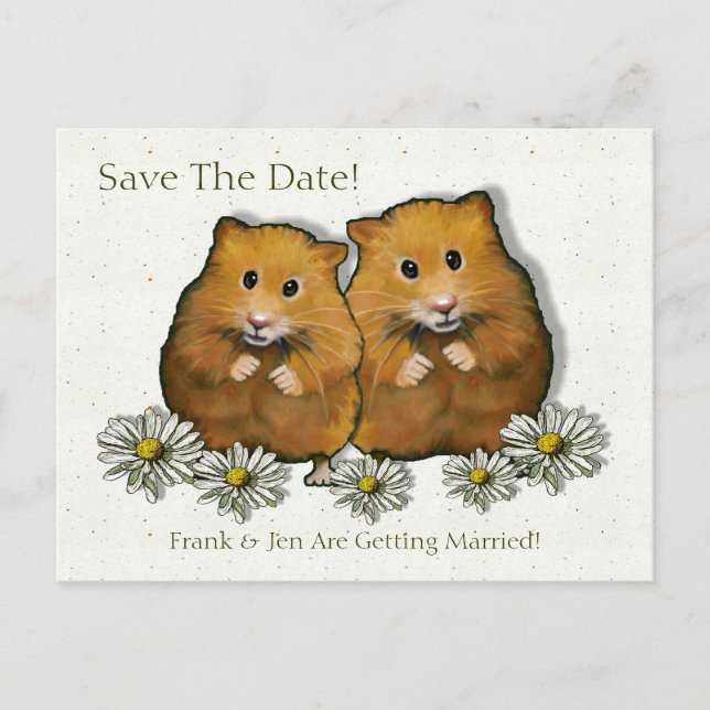 Hamster Couple, Daisy: Save the Date, Giftermål Meddelande Vykort (Framsida)
