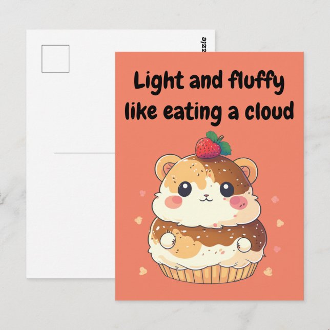 Hamster Cream Puff - Light and Fluffy Vykort (Fram/baksida)