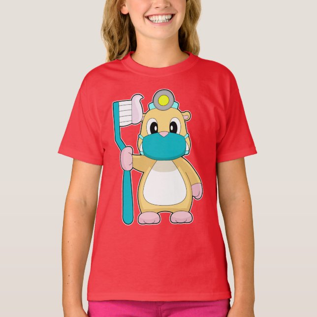 Hamster Dentist Toothbrush T Shirt (Framsida)