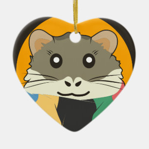 Hamster 🐹 det döttliga djuret med en stripe-halsd julgransprydnad keramik