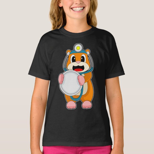Hamster Doktor Stethoscope T Shirt (Framsida)
