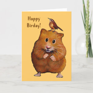Hamster & fågel: Lycklig fågeldag födelsedag Kort