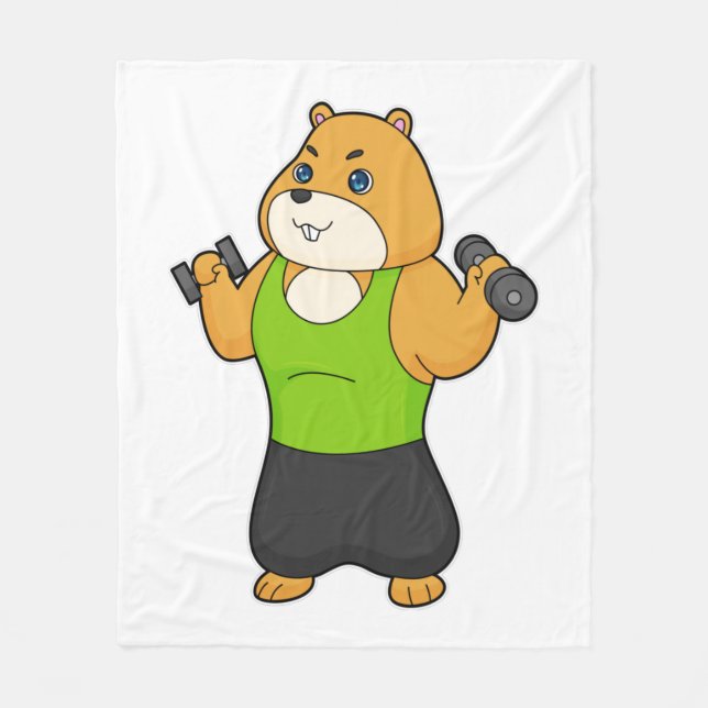 Hamster Fitness Dumbbell Fleecefilt (Framsidan)