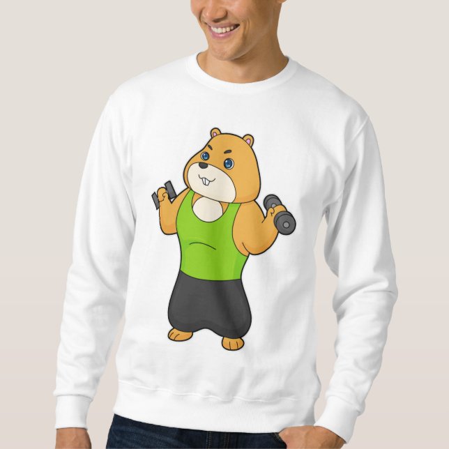 Hamster Fitness Dumbbell Lång Ärmad Tröja (Framsida)
