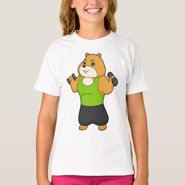 Hamster Fitness Dumbbell T Shirt (Framsida)