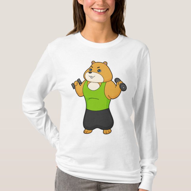 Hamster Fitness Dumbbell T Shirt (Framsida)