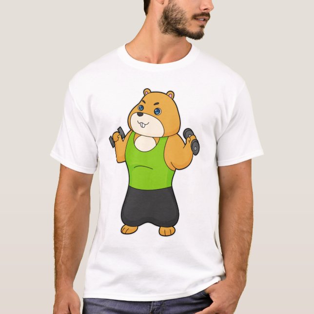 Hamster Fitness Dumbbell T Shirt (Framsida)