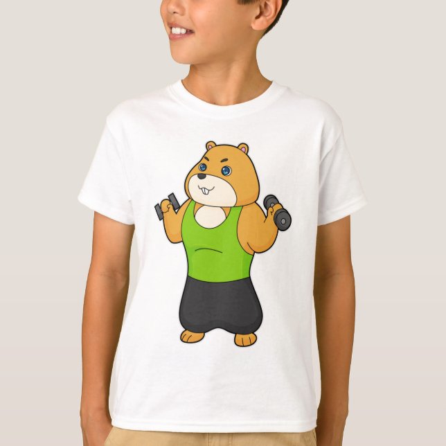 Hamster Fitness Dumbbell T Shirt (Framsida)