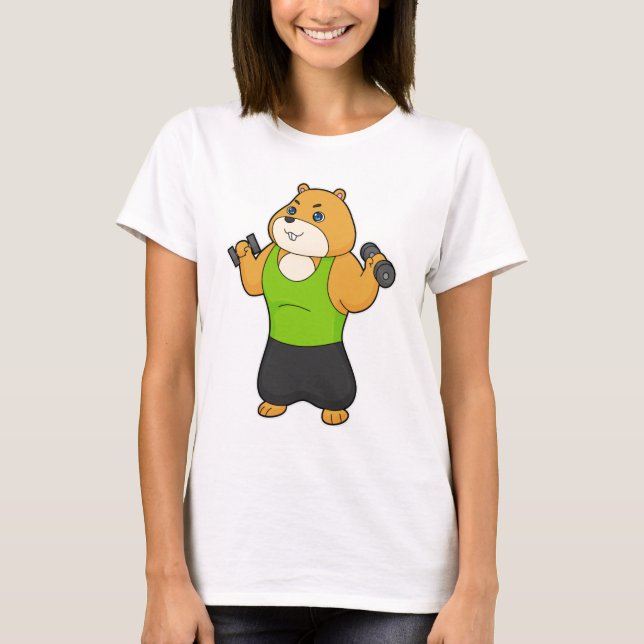 Hamster Fitness Dumbbell T Shirt (Framsida)