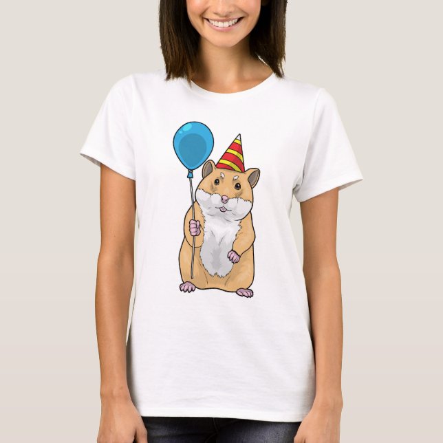 Hamster Födelsedagsballong T Shirt (Framsida)