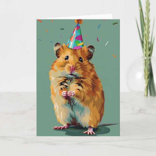 Hamster Födelsedagsfest Greeting Card Kort (Framsida)