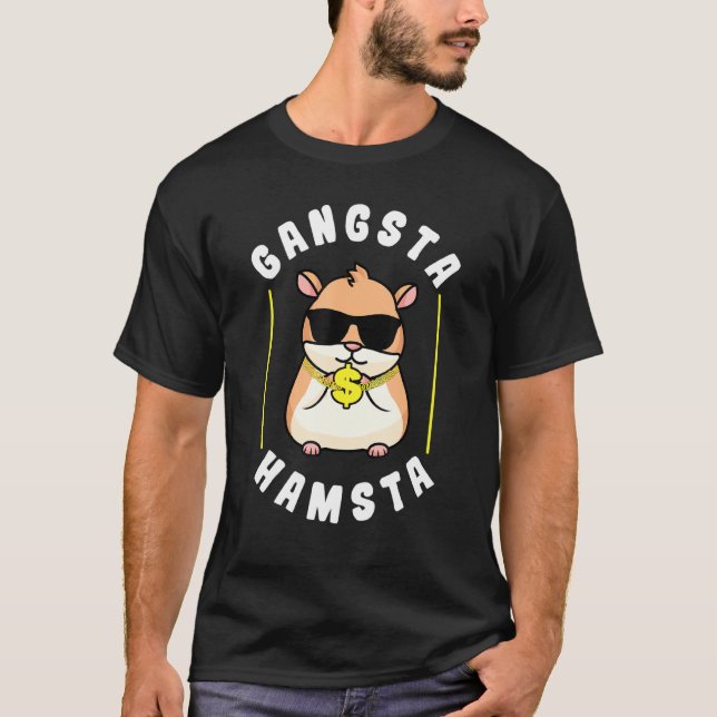Hamster Gangsta Hamsta Sunglasses T Shirt (Framsida)
