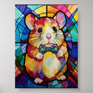 Hamster Glasmålning med Färgstark Fluga Poster
