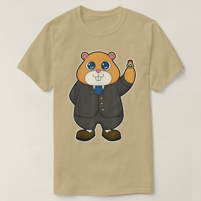 Hamster Groom Bröllop ring Bröllop T Shirt (Design framsida)
