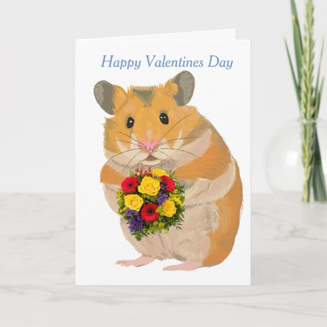 Hamster har en bouquet editable Valentine's Helgkort (Framsida)