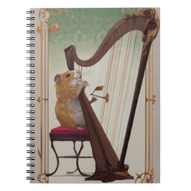 Hamster Harpist Notebook – Elegant Music Anteckningsbok (Framsidan)