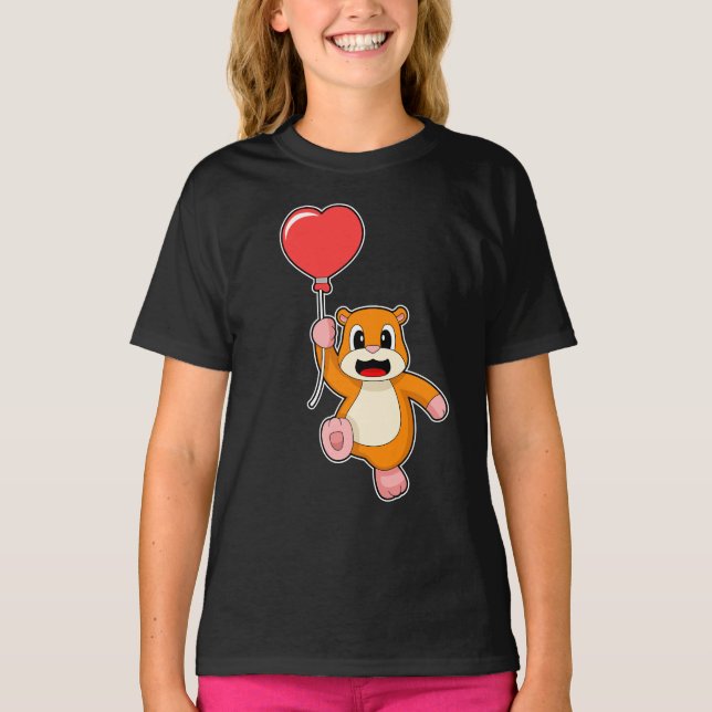 Hamster Heart Balloon T Shirt (Framsida)