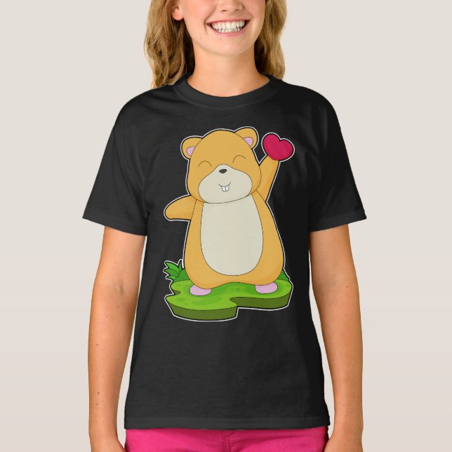 Hamster Heart T Shirt (Framsida)