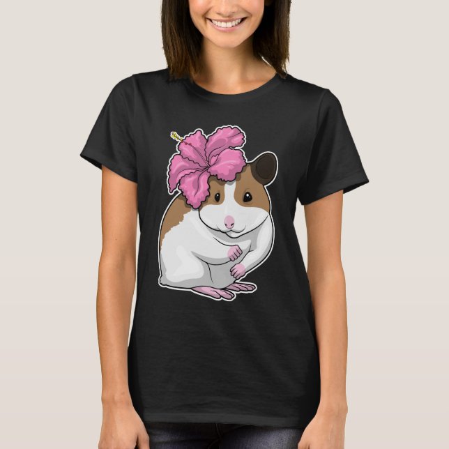 Hamster Hibiscus Flower T Shirt (Framsida)