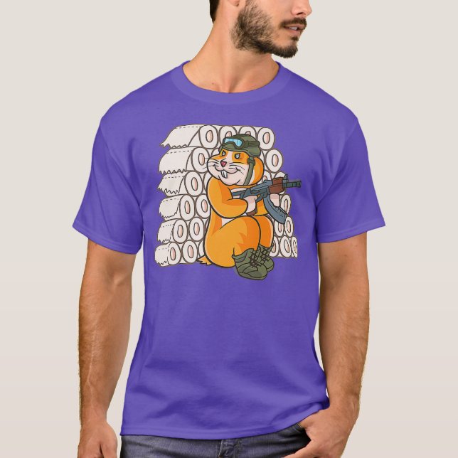 Hamster Hoarding Toilet Papper Funny TP-brist T Shirt (Framsida)