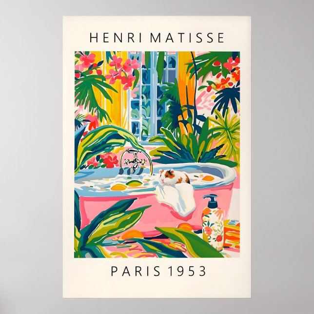 Hamster i badkar konsttryck Tropisk badrum Poster (Framsidan)