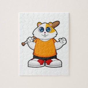 Hamster i Baseball med Baseball fladdermus Pussel