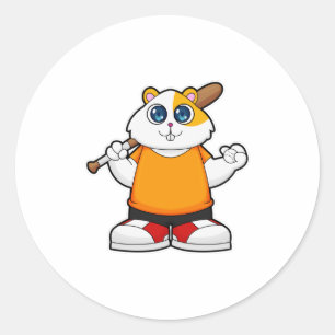 Hamster i Baseball med Baseball fladdermus Runt Klistermärke