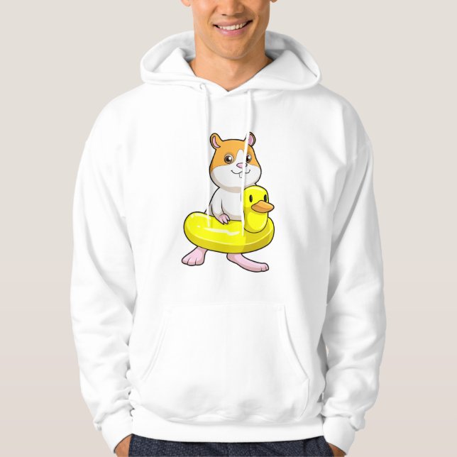 Hamster i Beach med Anka som Simma ring Hoodie (Framsida)